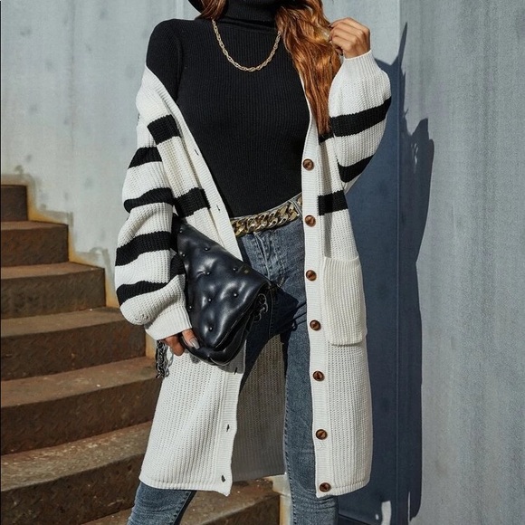 SIMPLEE stripe sweater duster - Picture 2 of 9